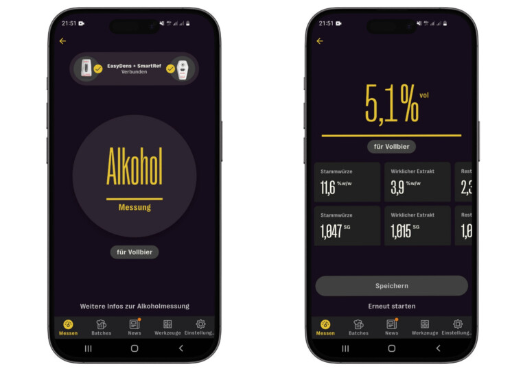 Alkoholgehalt messen in der Brew Meister App