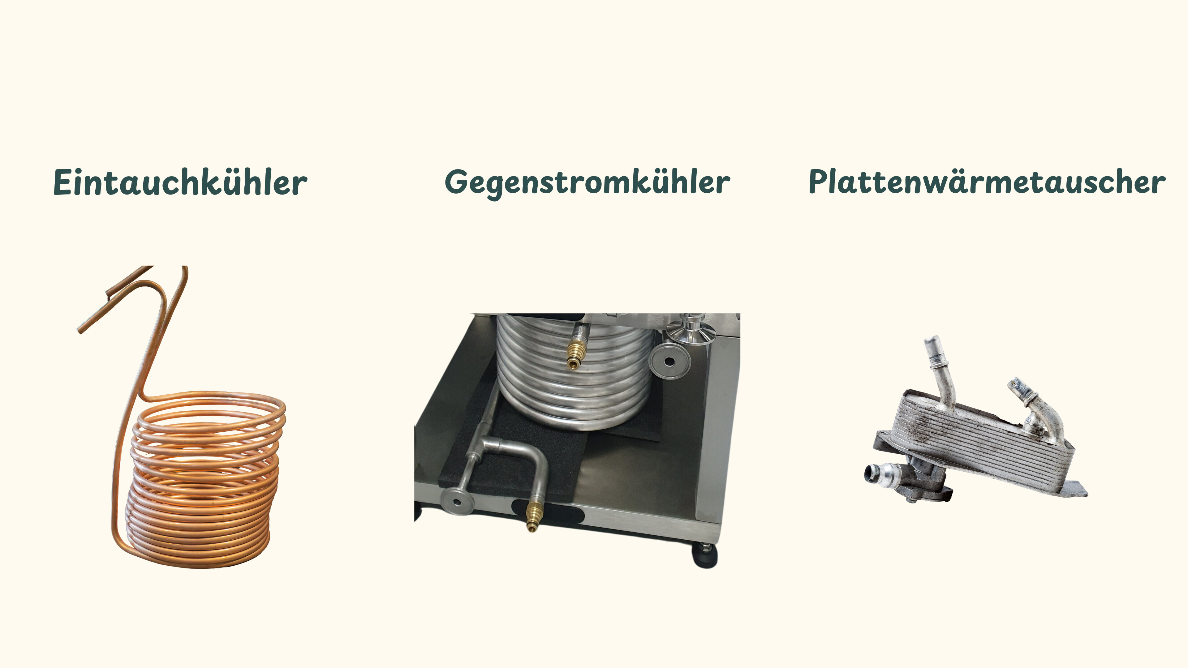 Die verschiedenen Kühlmöglichkeiten zum Bierbrauen.
