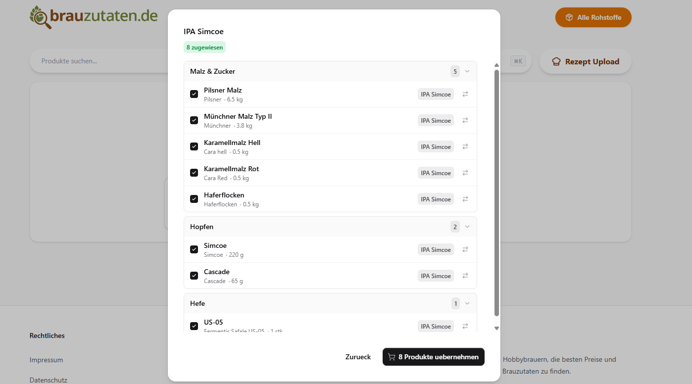 Rezeptupload bei Brauzutaten.de